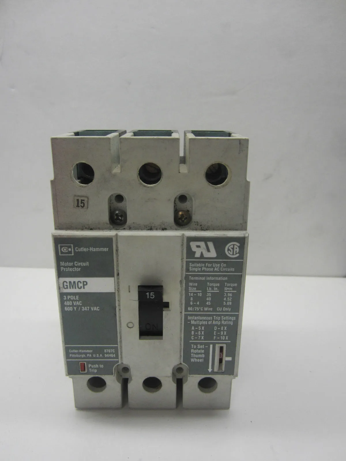 USED Cutler Hammer GMCP Motor Circuit Protector