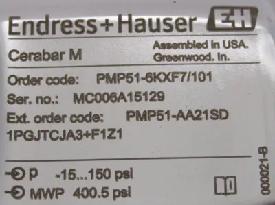 NEW ENDRESS HAUSER PMP51-6KXF7/101 PRESSURE TRANSMITTER PMP51-AA21SD