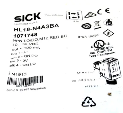 NEW SICK HL18-N4A3BA SENSOR 1071748 HL18N4A3BA