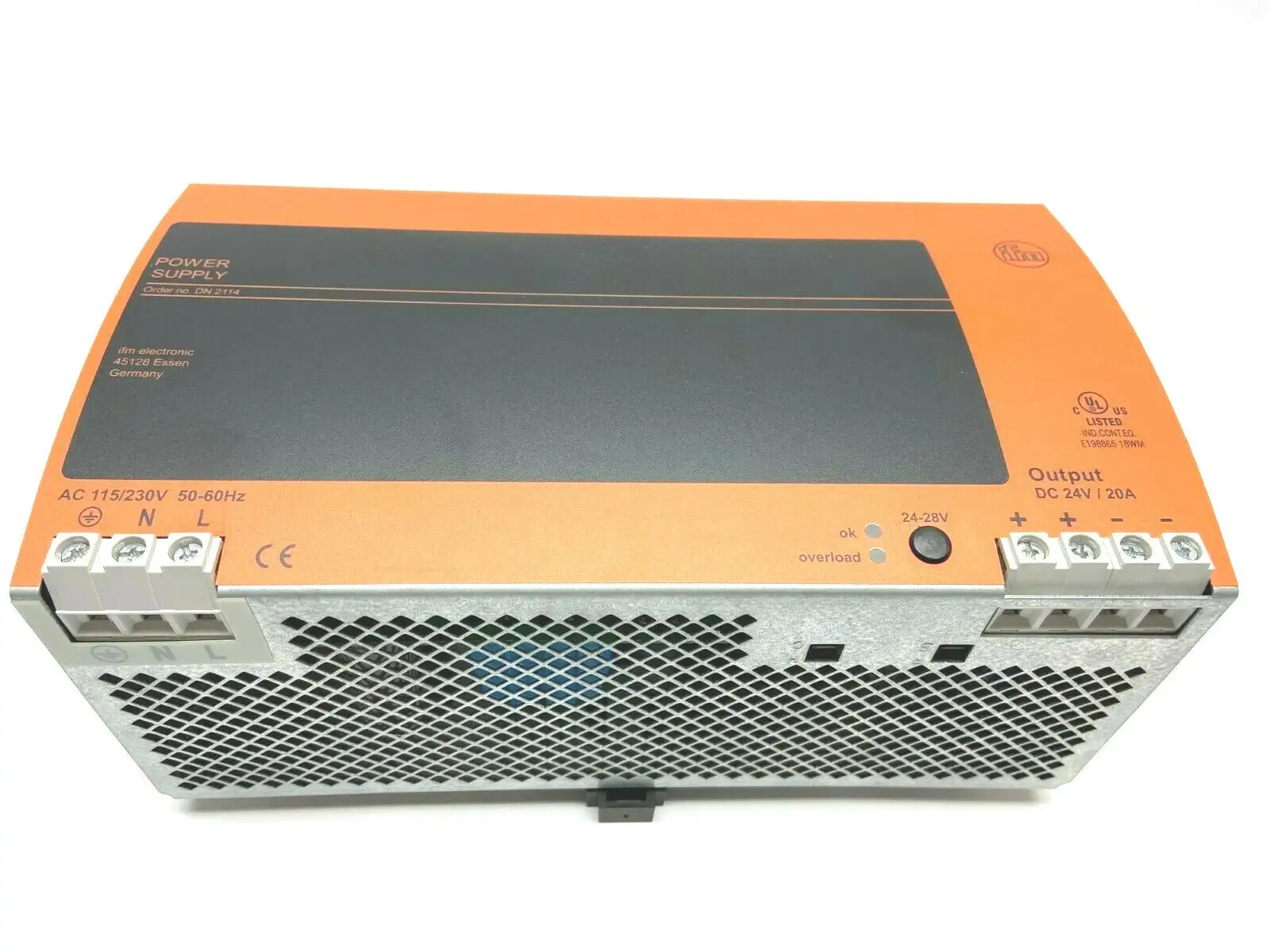 DN2114 | IFM  Din Rail Power Supply DC24-28V 600W Peak - Used