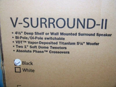 (2) Phase Technologies V-Surround-II 2-Way Switchable Bipole/Dipole Surround Speakers - Black - NEW IN BOX