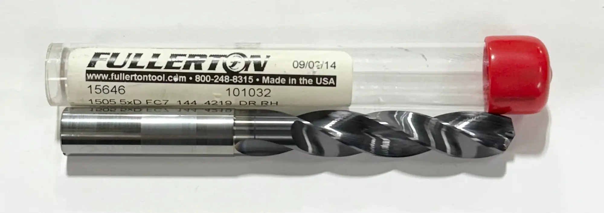 Fullerton 27/64" Solid Carbide Drill 5xD FC7 Coating Notched Coolant Thru