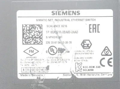USED SIEMENS 6GK5-216-0BA00-2AA3 ETHERNET SWITCH SCALANCE 6GK52160BA002AA3