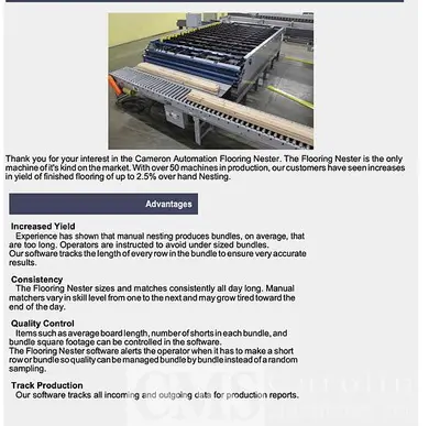 USED 2021 CAMERON AUTOMATION FLOORING NESTER