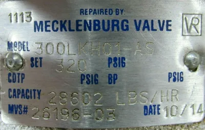 REFURBISHED KUNKLE 300LKH01-AS SAFETY RELIEF VALVE SIZE 2 320PSI 300LKH01AS