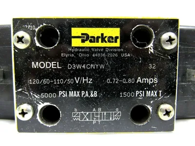 USED PARKER D3W4CNYW SOLENOID VALVE 5000PSI 120/60HZ 110/50HZ