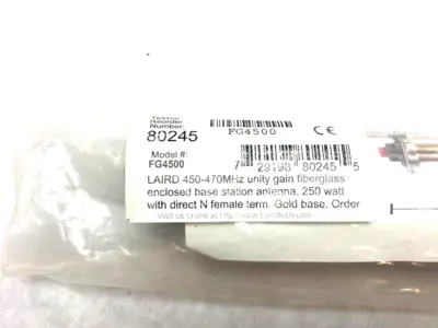 USED TE CONNECTIVITY, LAIRD OMNIDIRECTIONAL BATON/STICK ANTENNA, SINGLE BAND, UHF, 80245