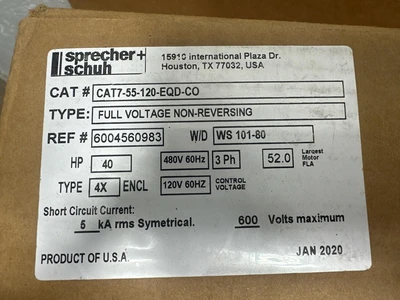 Sprecher + Schuh CAT7-55-120-EQD-CO Other Starters | Fram Fram LLC (16)