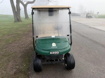 (1) 2017 E-Z-Go golf cart with a Kawasaki gas engine, model 625111G01, includes canopy, ball cover, ...
