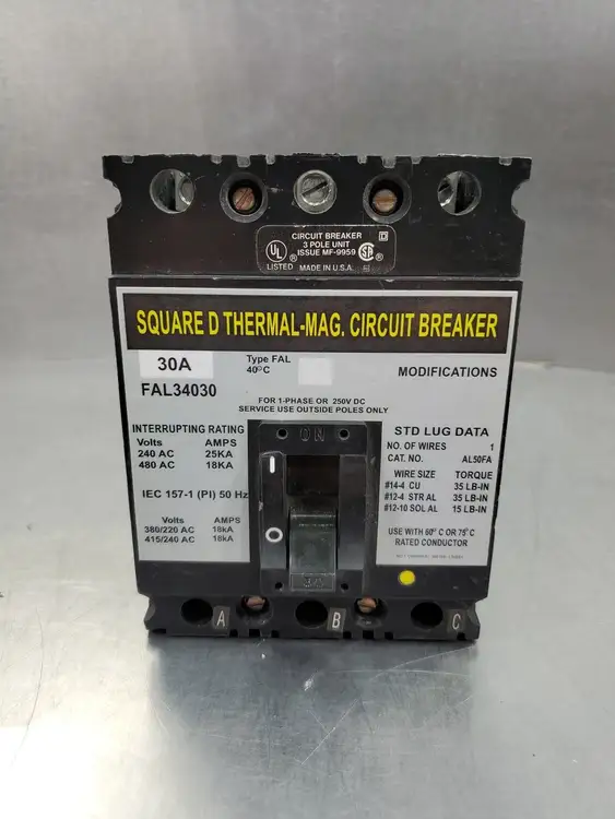 Used Square D FAL34030 Thermal-Mag Circuit Breaker, 30A, 480VAC Circuit Breakers South Carolina US | Palmetto Automation #1150375