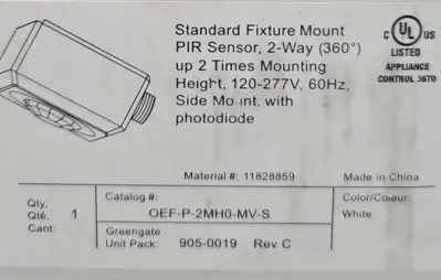 Cooper Metalux OEF-P-2MH0-MV-S 120V Sensor 360° (BIN435)