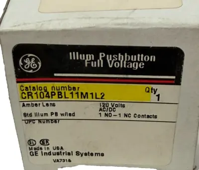 NEW GENERAL ELECTRIC CR104PBL11M1L2 PUSHBUTTON 120V CR104PXG40