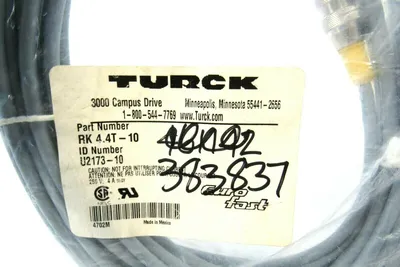 NEW TURCK RK 4.4T-10 CORDSET U2173-10 RK44T10