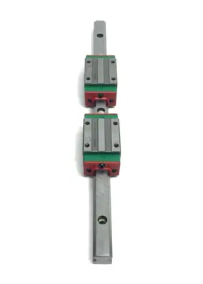 USED HIWIN LINEAR GUIDEWAY BLOCK AND RAIL, 2-BLOCKS, 300MM RAIL
