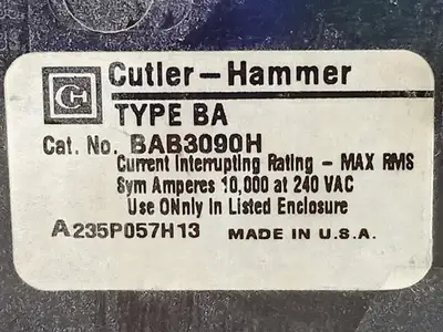Used CUTLER-HAMMER BAB3090H Switchgears British Columbia CA | Lenmark #1438266
