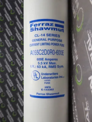 Ferraz Shawmut A055C2D0R0-600E Amp-Trap Current Limiting Fuse 5.5kV 600E A Used