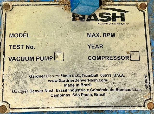 Used Nash XL60/5 Vacuum Pumps Minnesota US | Peak Machinery, Inc. #285214