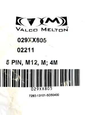 NEW VALCO MELTON 029XX805 SHIELDED CABLE M12M 5-PIN LOT OF 6