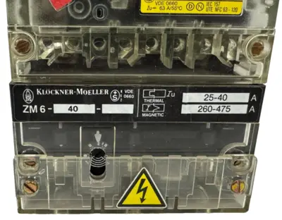 USED KLOCKNER-MOELLER NZM6-63/ZM6-40 CIRCUIT BREAKER 25-40A 260-475A