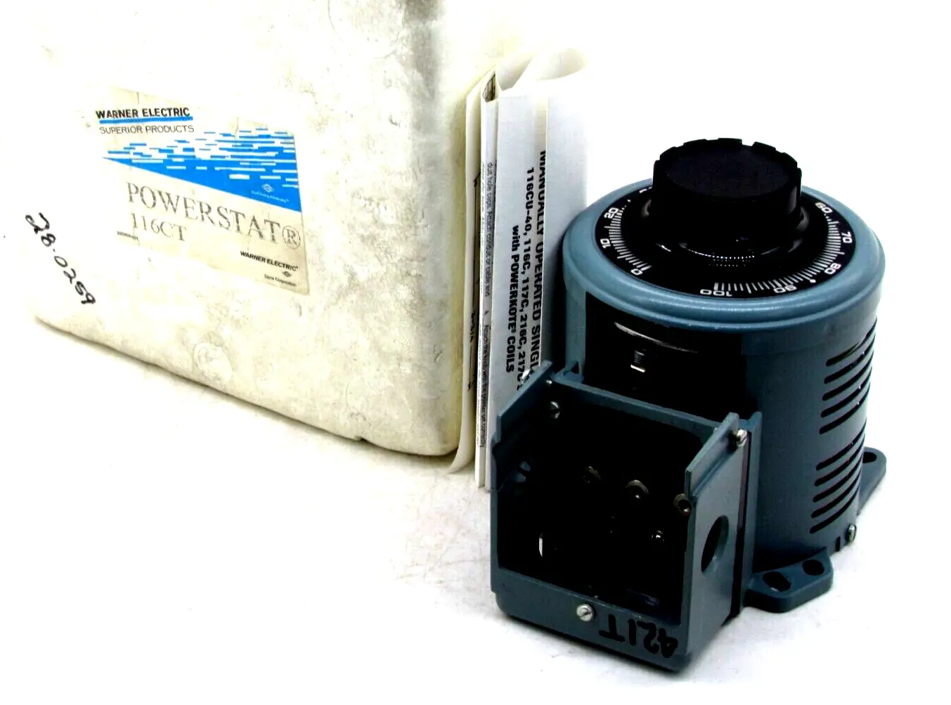 NEW WARNER ELECTRIC 116CT VARIABLE TRANSFORMER