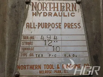 10 TON NORTHERN HYDRAULIC PRESS