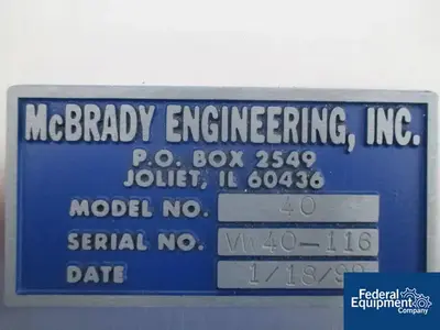 USED McBrady Engineering McBrady Engineering Exterior Vial Washer/Dryer, Model 40