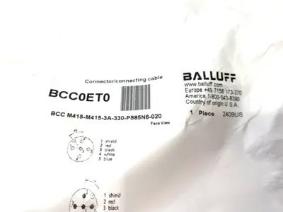New | in-Stock Balluff Double Ended Fieldbus Cable BCC M415-M415-3A-330-PS85N6-020 Cable & Wire Michigan US | Maverick Industrial Sales #1401790