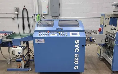 USED 2007 MBO PAPER FOLDER W/ UW UNWINDER, PANEL SHEETER SVC 520C, AND VERTICAL STACKING SVC 520S