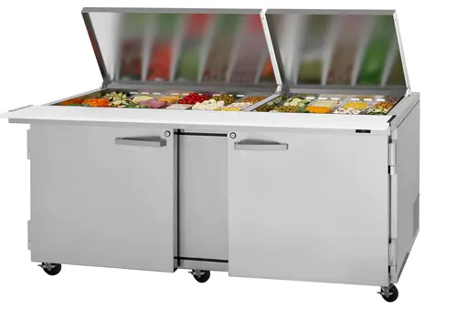 Turbo Air PST-72-30-N-FL 72 5/8" PRO Series Mega Top Sandwich/Salad Prep Table w/ Refrigerated Base, 115v