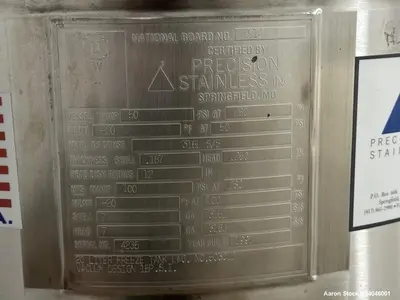 Used Precision Stainless 5 Gallon (20 Liter) Pressure/Vacuum Freeze Tank – 316L SS, Jacketed, Portable, 50 PSI