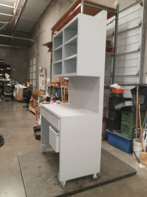 Custom Gray Design Storage/Workbench Unit Furniture 47 1/2" x27 1/2 "X95" Wheels