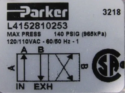NEW PARKER L4152810253 PNEUMATIC VALVE 120V