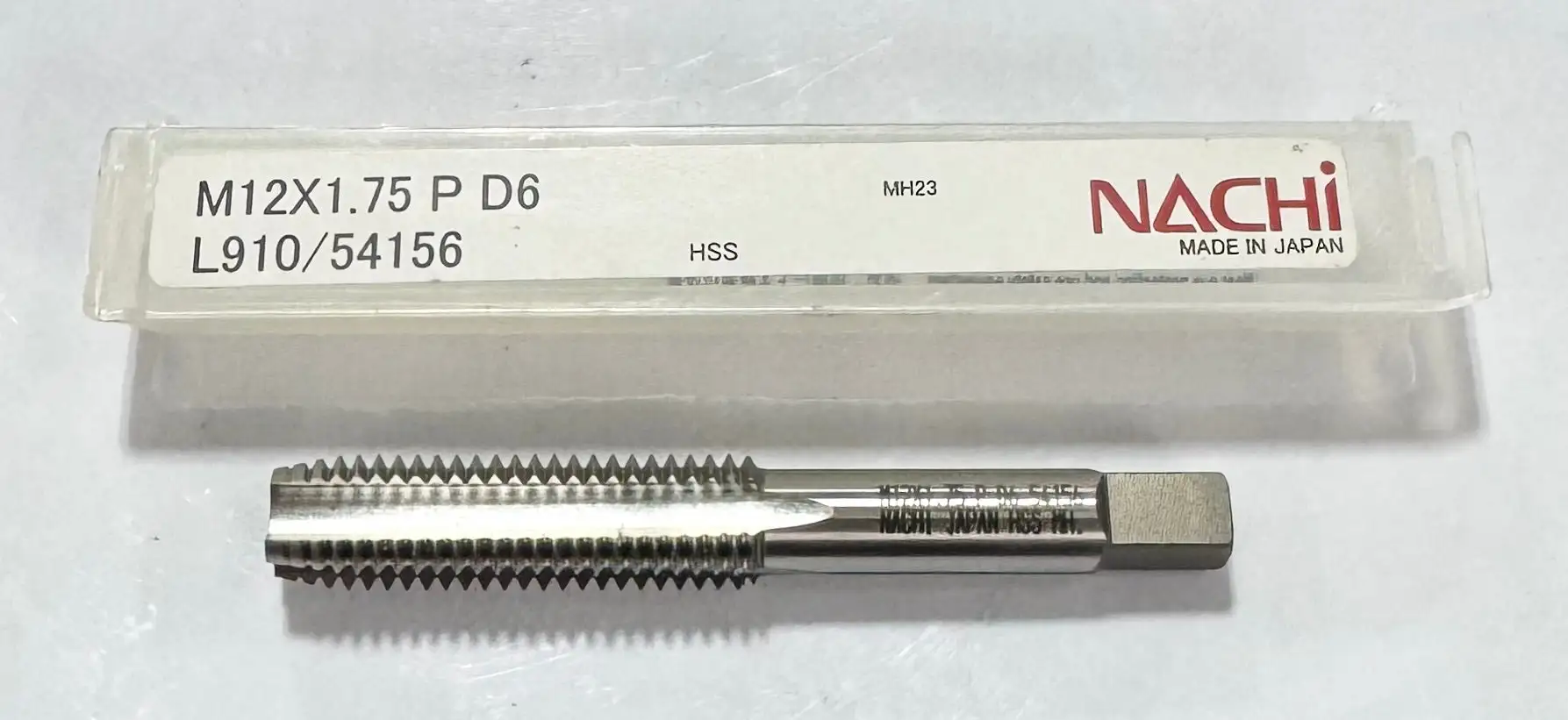 Nachi M12 x 1.75 HSS Hand Tap 4 Flute Plug Bright Finish