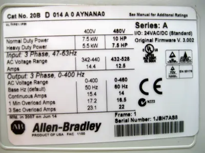 USED Allen-Bradley 20B-D014A0AYNANA0
