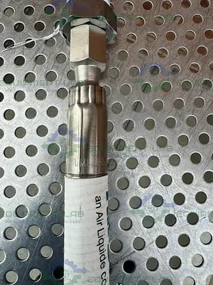 USED AIRGAS STAINLESS STEEL FLEXIBLE HOSE 39" W/ COMPRESSION FITTING, END ATTACHMENTS