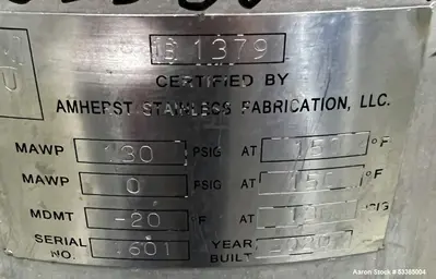 Amherst 304L Stainless Steel 75 Gallon Vertical Pressure Tank