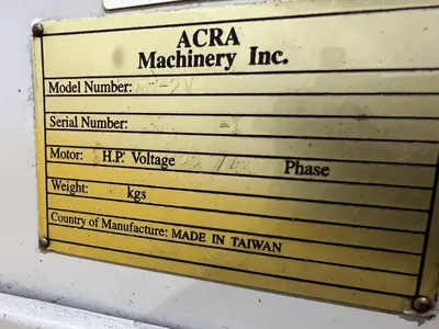 3 HP ACRA MODEL #AM-2V VERTICAL RAM TYPE KNEE MILL: STOCK #18827