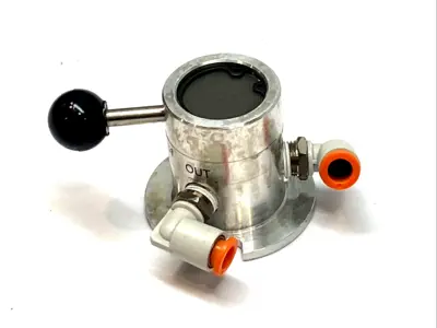 USED MEAD 4-WAY BALL HANDLE PNEUMATIC VALVE 1/8" NPT 150 PSI