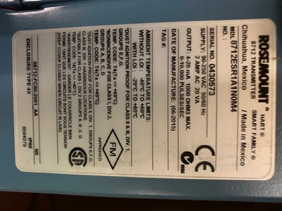 USED Rosemount 8712ESR1A1N0M4