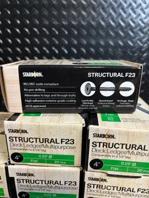 Starborn Structural F23 Deck Ledger/Multipurpose Screws - 4 in x 0.23 in, Flat, 20 pcs/box, 6 boxes