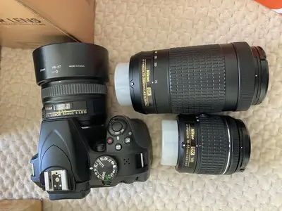 Nikon D3400 DSLR Bundle- 3 lenses, Camera Bag, Etc… Excellent Condition!!!!