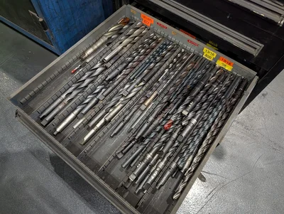 Assorted Mill & Lathe Tooling W/ 12-Drawer Modular Cabinet
