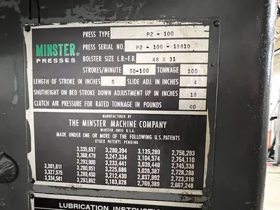 1970 MINSTER P2-100-48-31 Straight Side Double Crank Press | Universal Press & Machinery (UPM) (14)
