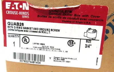 NEW EATON CROUSE HINDS GUAB26 OUTLET BOX
