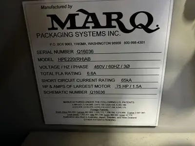 MARQ HPE220 / HPE-220 CASE ERECTOR BOTTOM SEALER  MANUFACTURED 2016