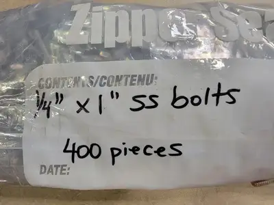1/4" x 1" Stainless Steel Hex Bolt S31600 (Bag of 400/Qty)