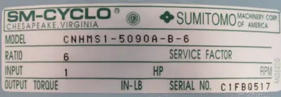 NEW SUMITOMO CNHMS1-5090A-B-6 GEARMOTOR 6:1 400V CNHMS15090AB6