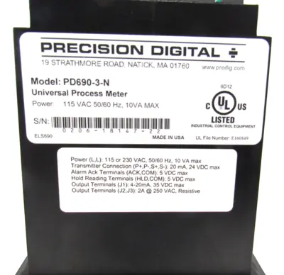 NEW PRECISION DIGITAL PD690-3-N PROCESS METER PD6903N
