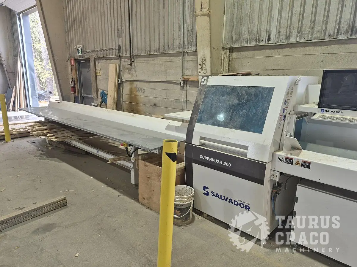 Used 2024 SALVADOR SUPERPUSH 200 AUTOMATIC OPTIMIZING CROSSCUT SAW Cross Cut Saws Ontario CA | Taurus Craco Machinery Inc #1288200
