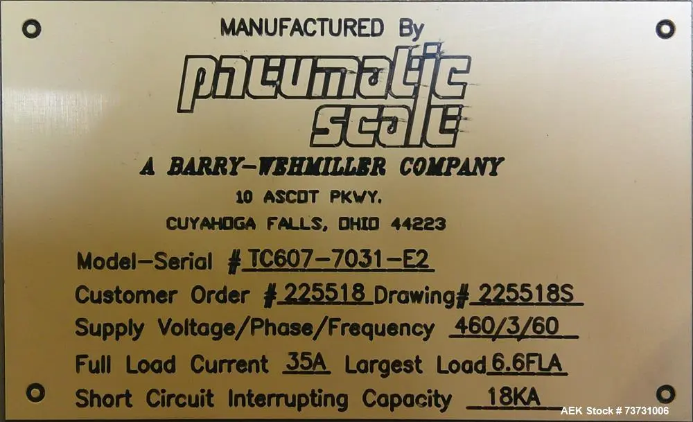 Used PNEUMATIC SCALE TC607 Cappers Chuck - Rotary Illinois US | Aaron Equipment #1515451